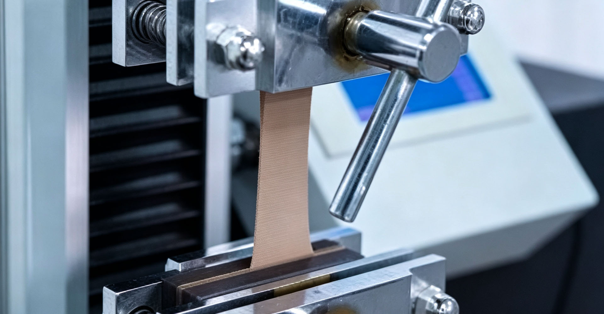 Dehnungs- und elastische Wiederfindungspr&uuml;fung an Nylon-Spandexgewebe